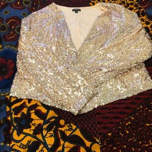 Drape Front Sequin Jacket
